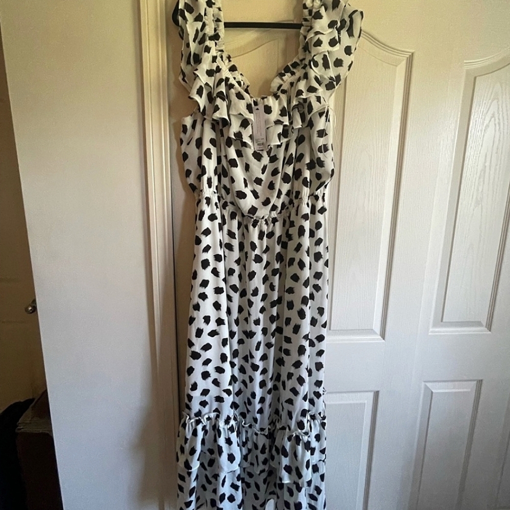 🎉7xHP🎉 NWT BeautiCurve X Lane Bryant Animal Dot Maxi Dress - Picture 3 of 9